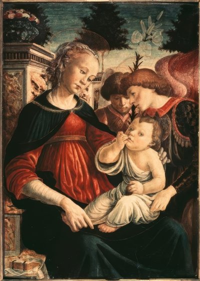 Mary with Child and Two Angels by Sandro Botticelli